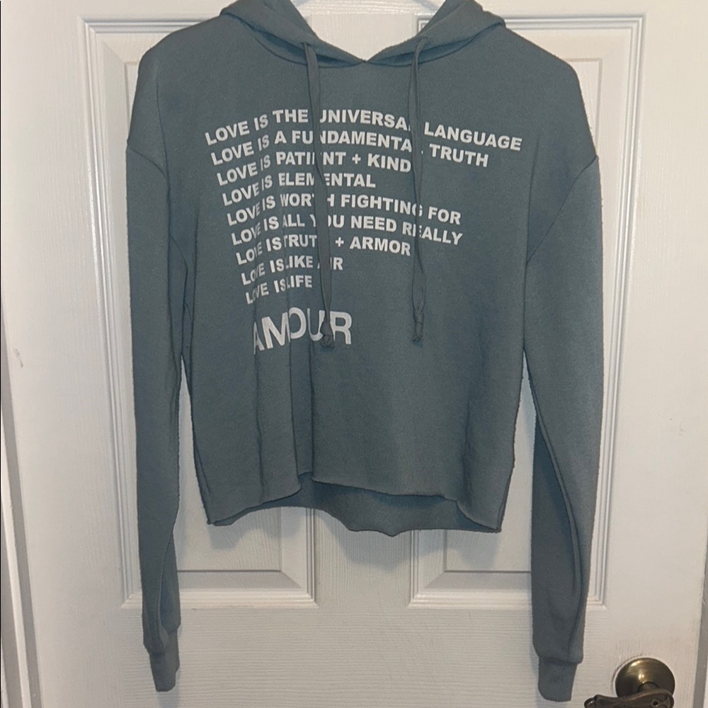 Blue Cropped Hoodie Top